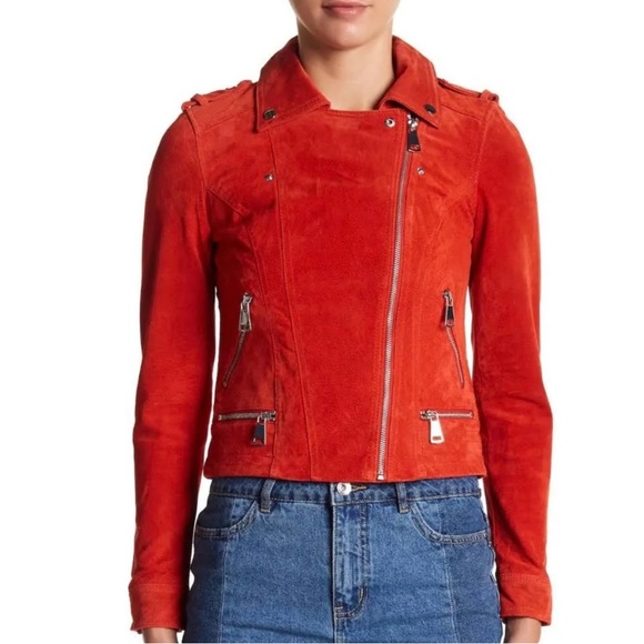 Vero Moda Used Red suede leather jacket - Picture 3 of 11